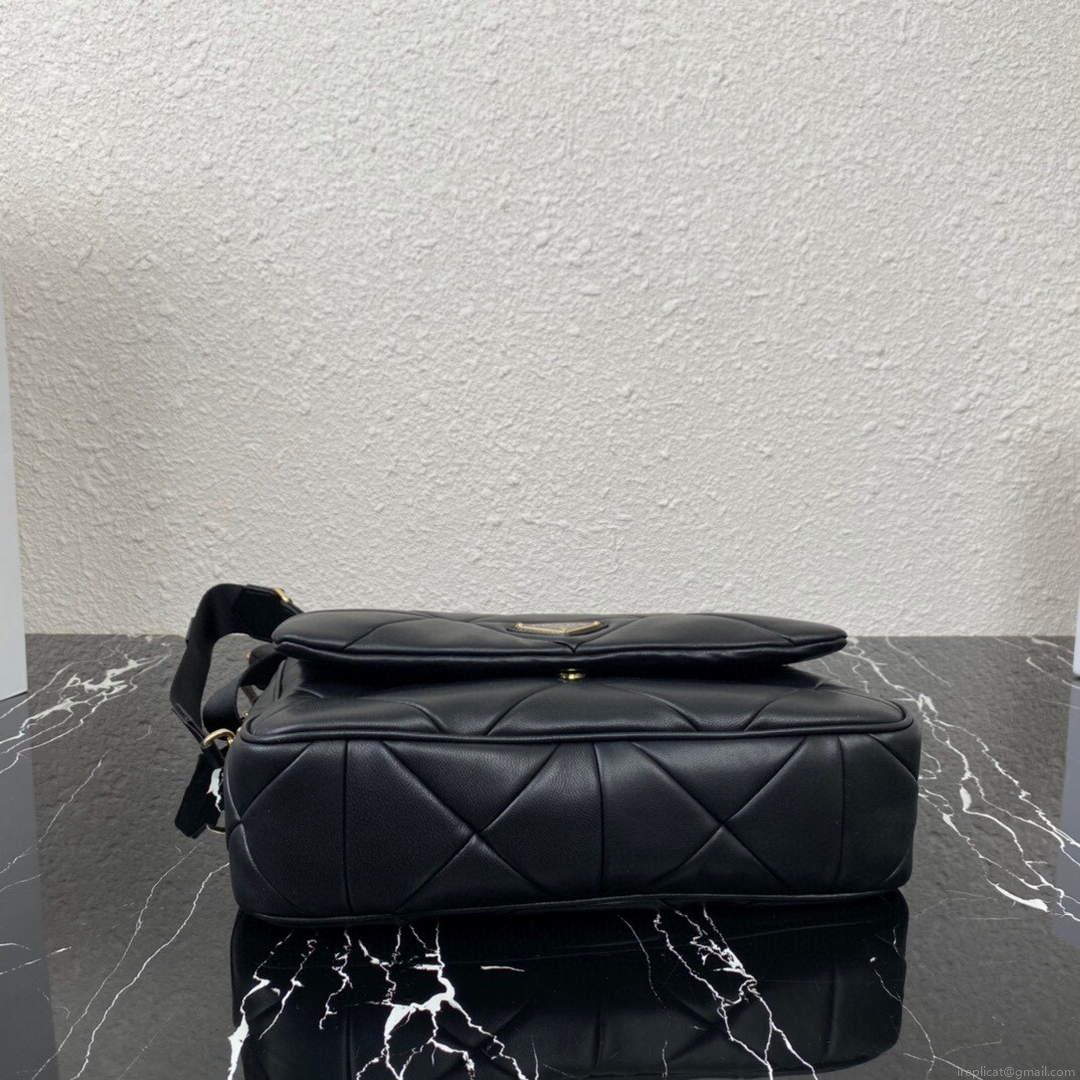 Prada 1BD291 Prada System nappa leather patchwork bag Black
