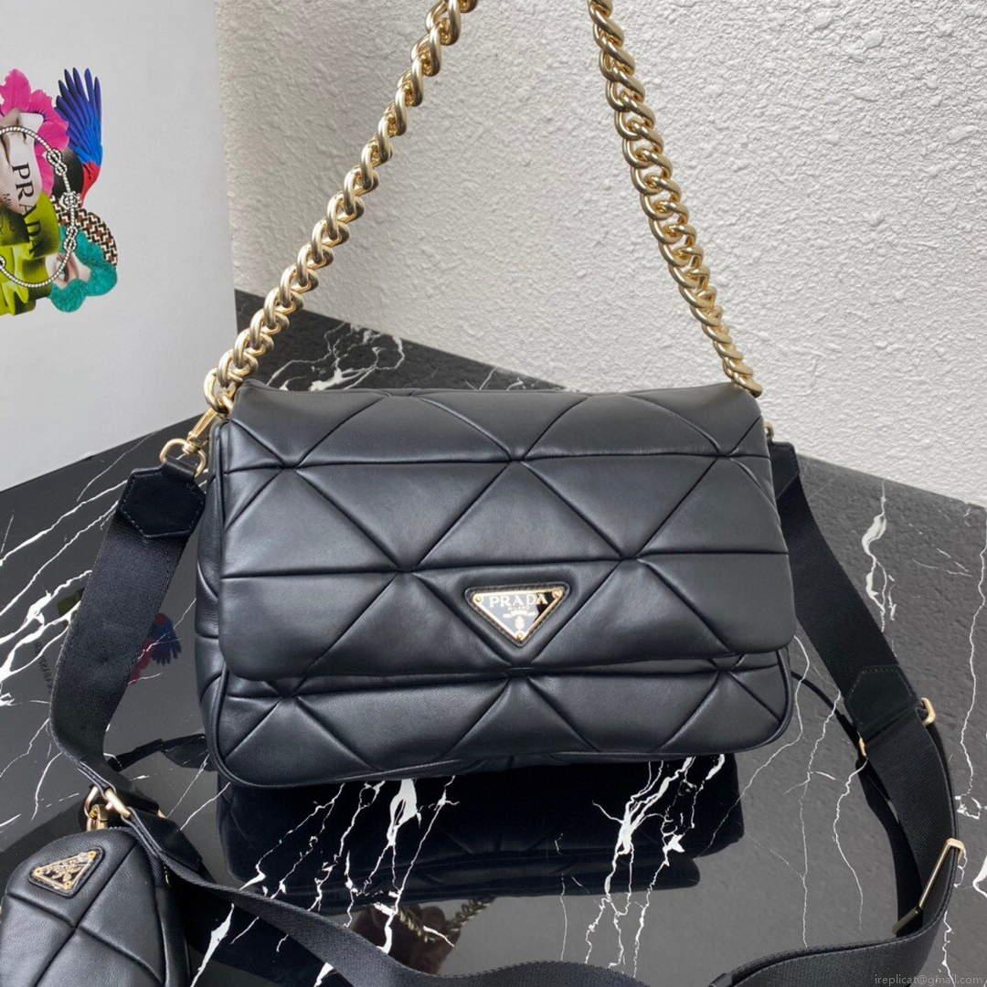 Prada 1BD291 Prada System nappa leather patchwork bag Black