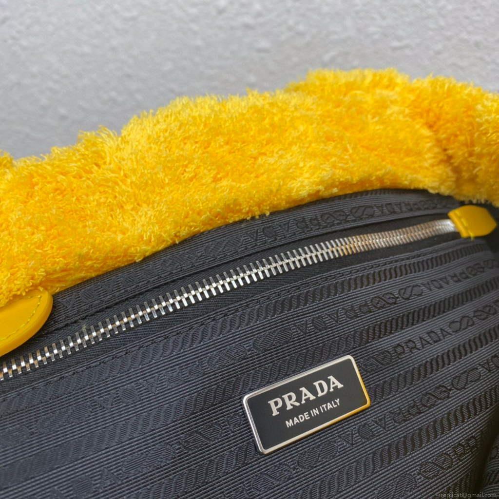 Prada 1BG130 Shearling Tote Shoulder bag Yellow
