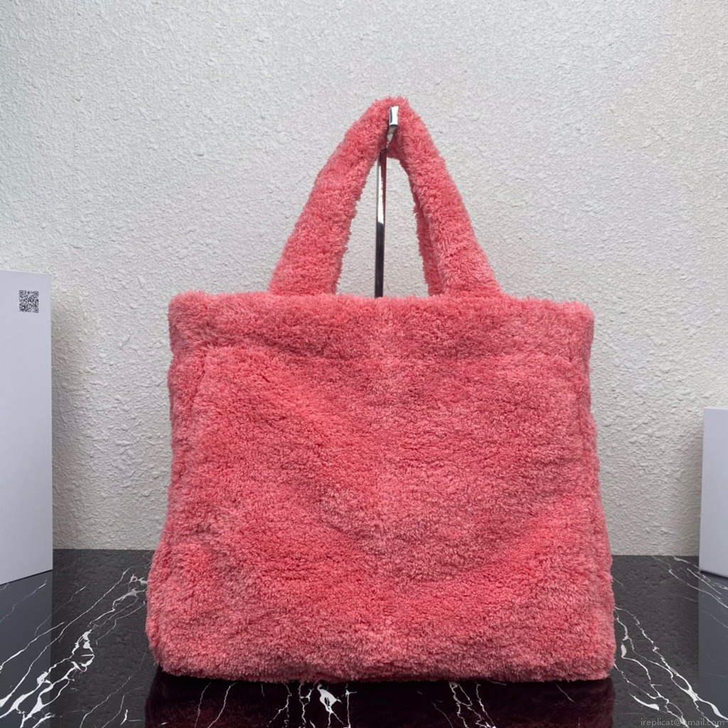 Prada 1BG130 Shearling Tote Shoulder bag Plum