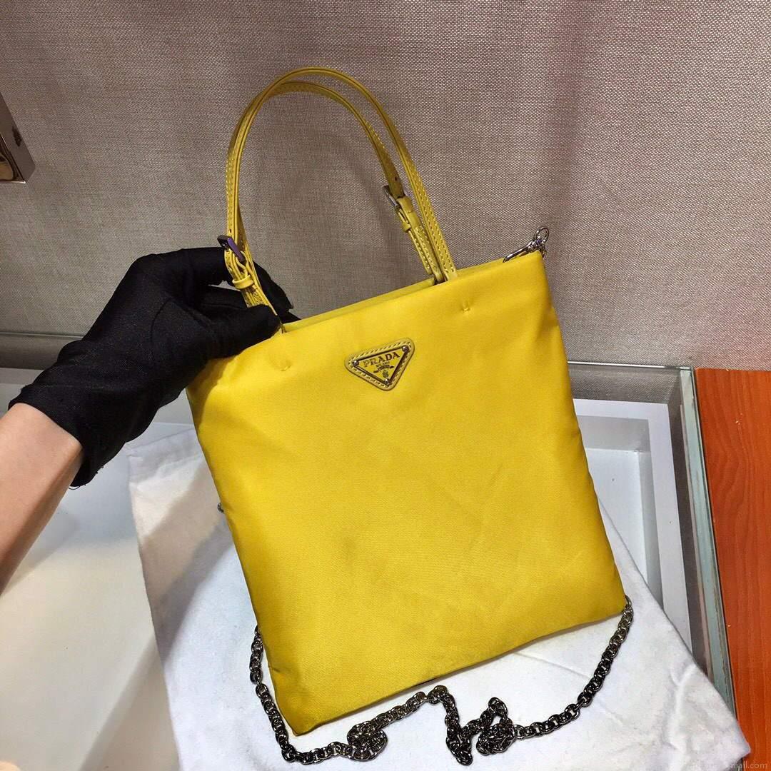 Prada 1BA252 Nylon Handbag Yellow