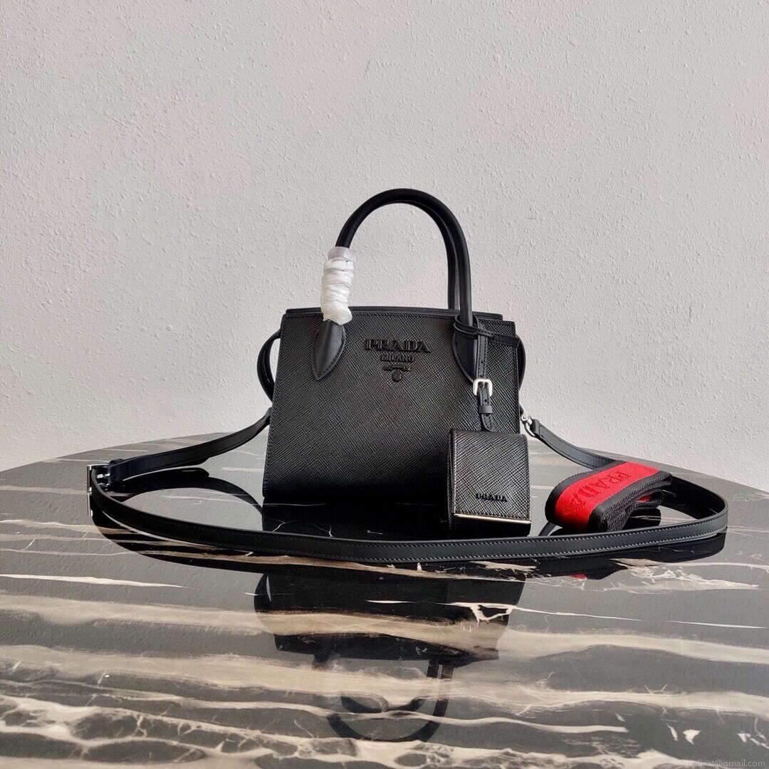 Prada 1BA269 Saffiano Leather Prada Monochrome Bag Black