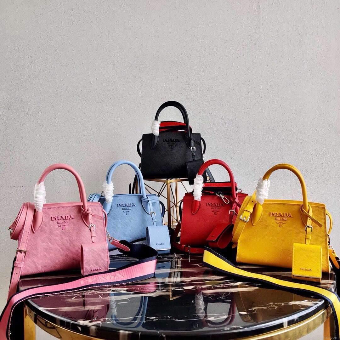 Prada 1BA269 Saffiano Leather Prada Monochrome Bag Black
