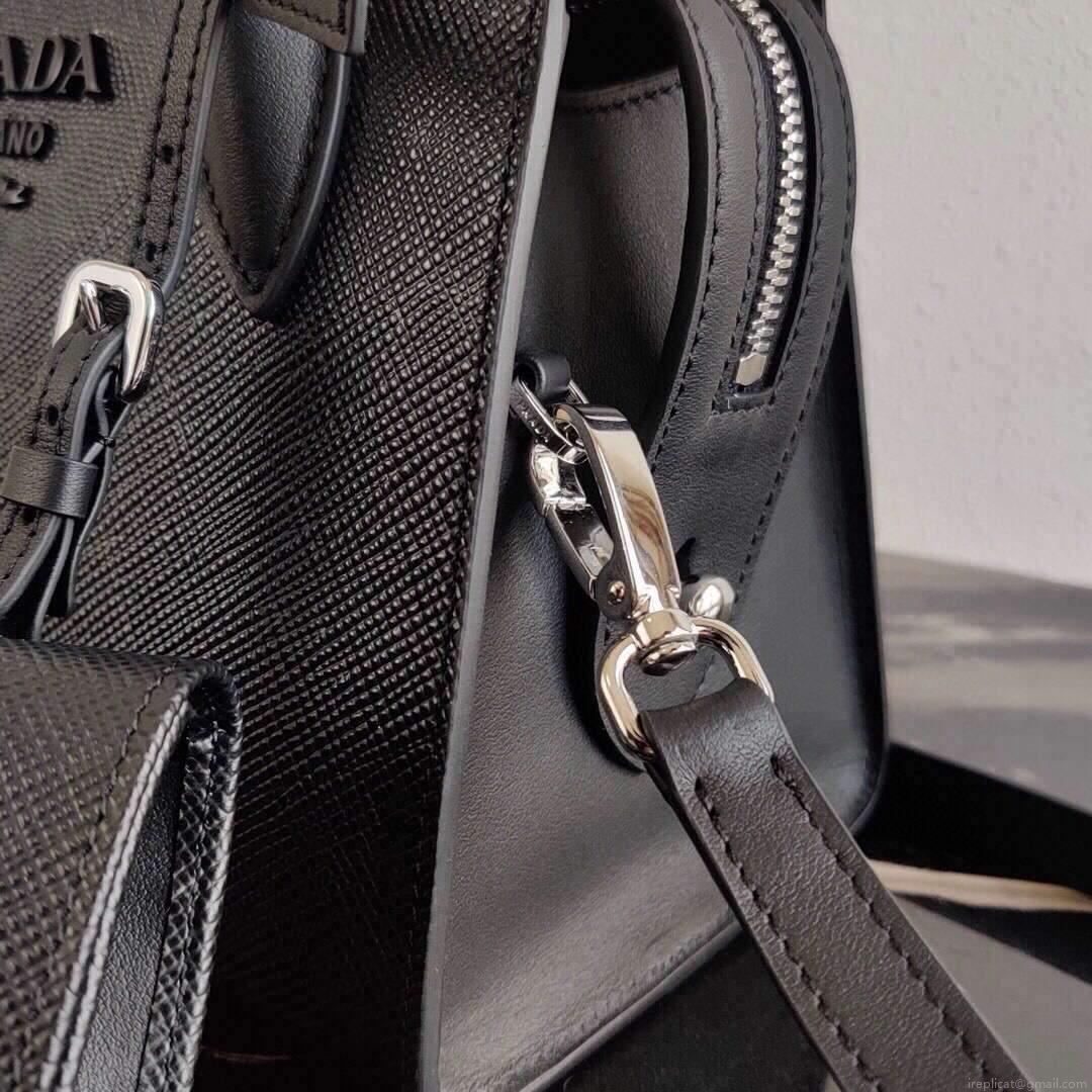 Prada 1BA269 Saffiano Leather Prada Monochrome Bag Black