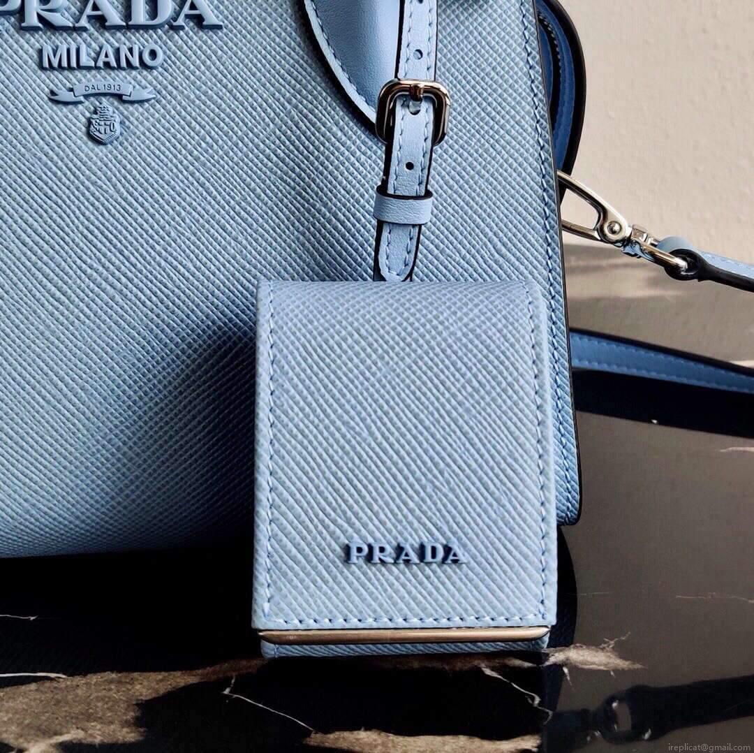 Prada 1BA269 Saffiano Leather Prada Monochrome Bag Blue