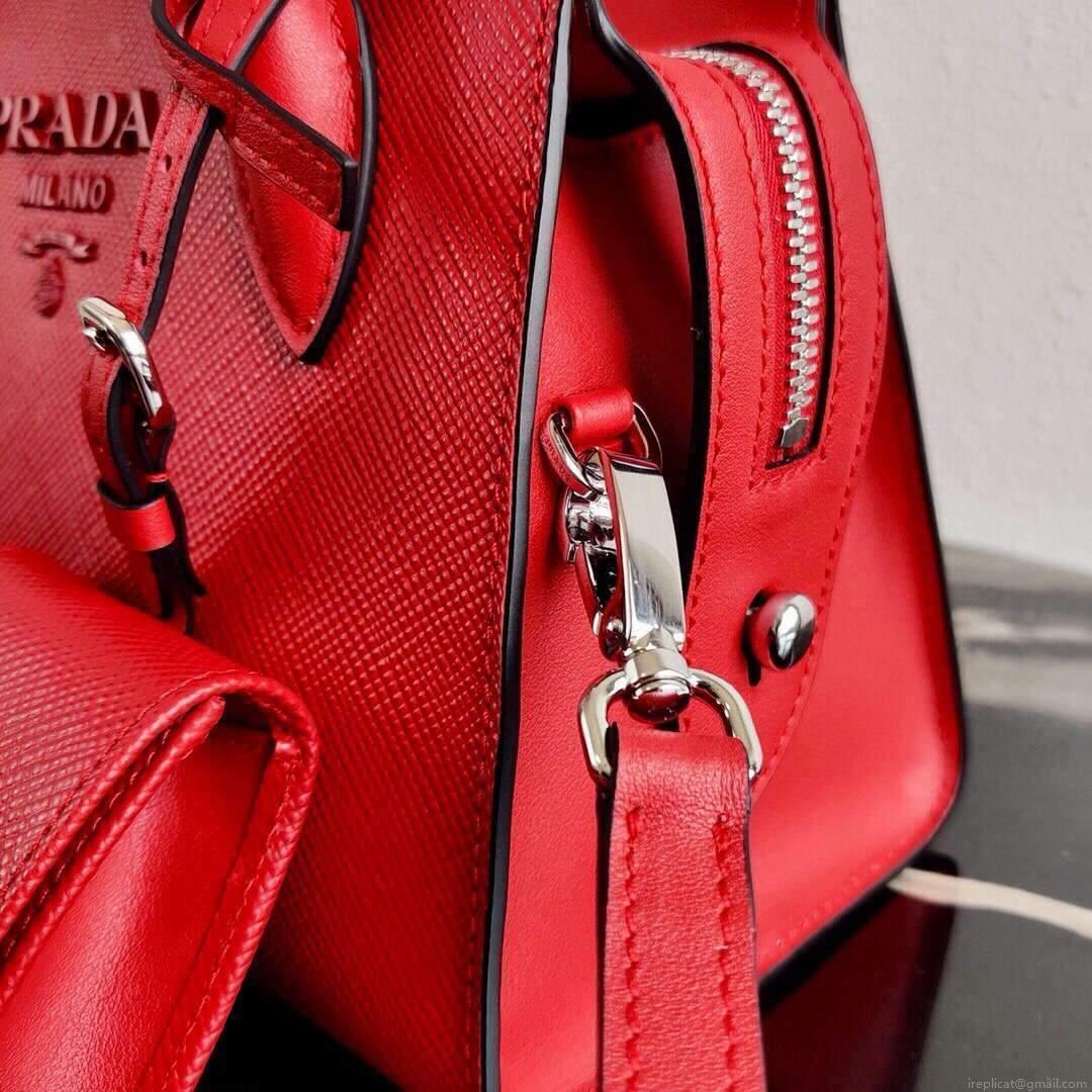 Prada 1BA269 Saffiano Leather Prada Monochrome Bag Red