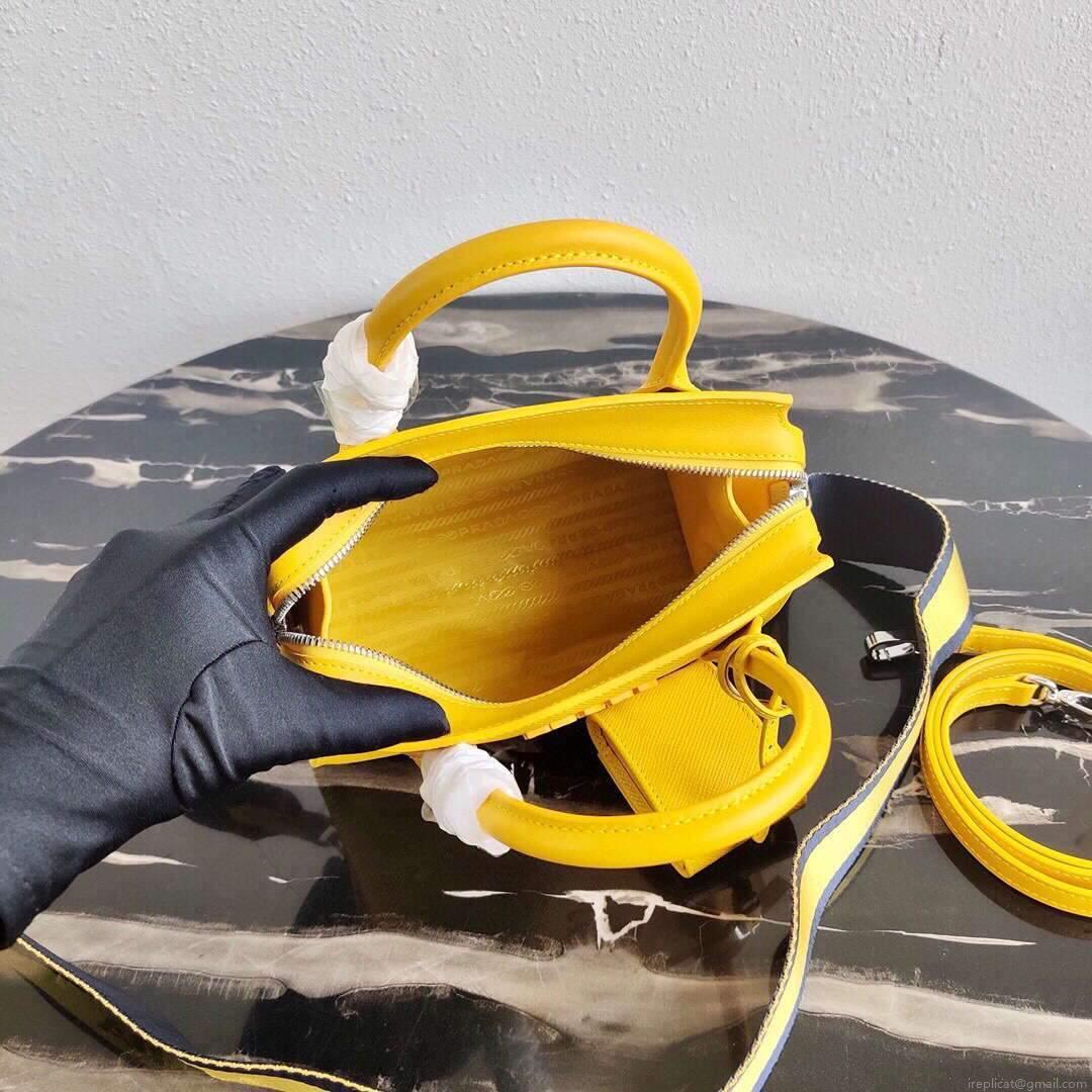 Prada 1BA269 Saffiano Leather Prada Monochrome Bag Yellow