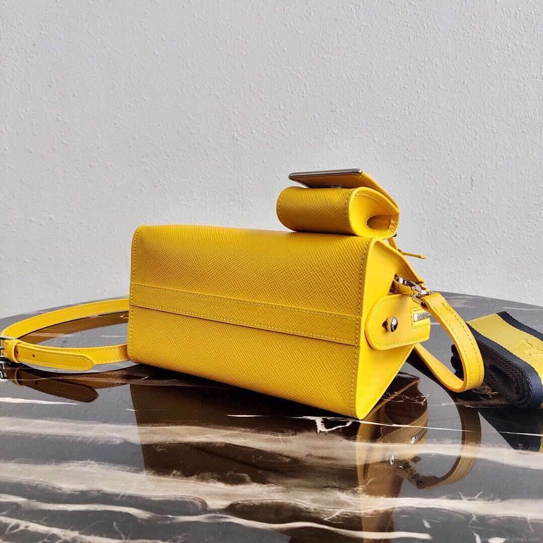 Prada 1BA269 Saffiano Leather Prada Monochrome Bag Yellow