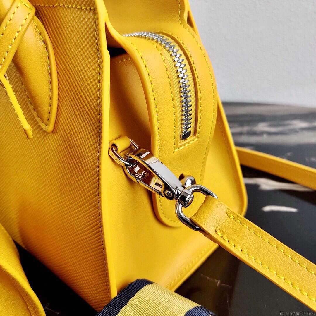 Prada 1BA269 Saffiano Leather Prada Monochrome Bag Yellow