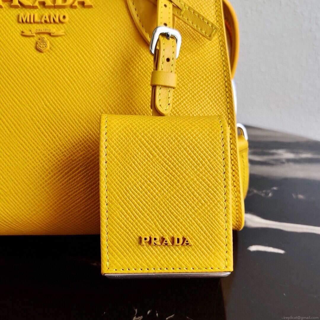 Prada 1BA269 Saffiano Leather Prada Monochrome Bag Yellow