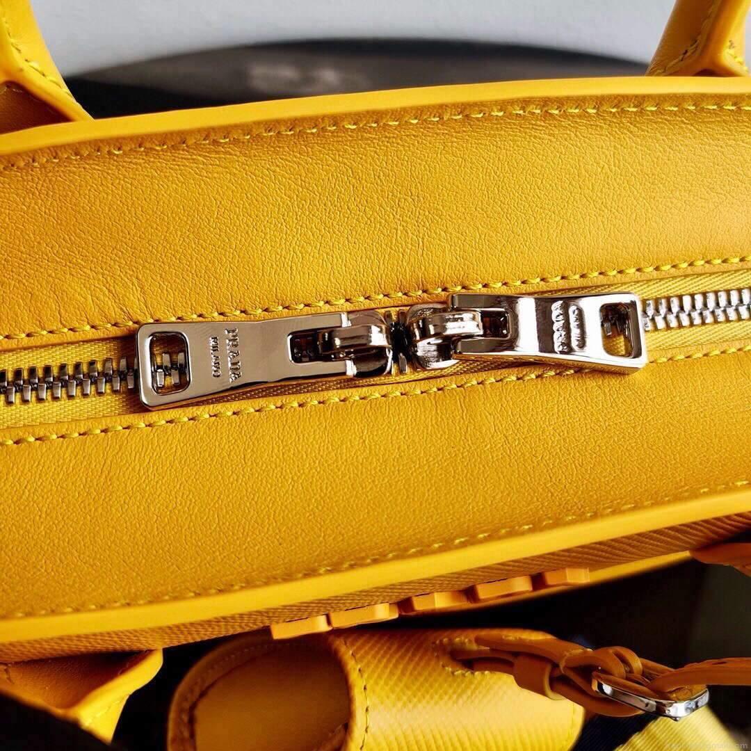 Prada 1BA269 Saffiano Leather Prada Monochrome Bag Yellow