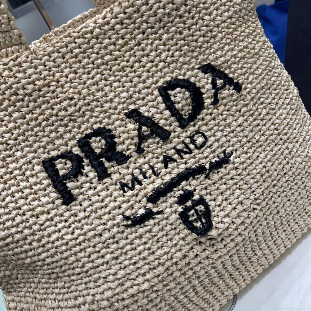 Prada Small Raffia tote bag 1BG422 Apricot