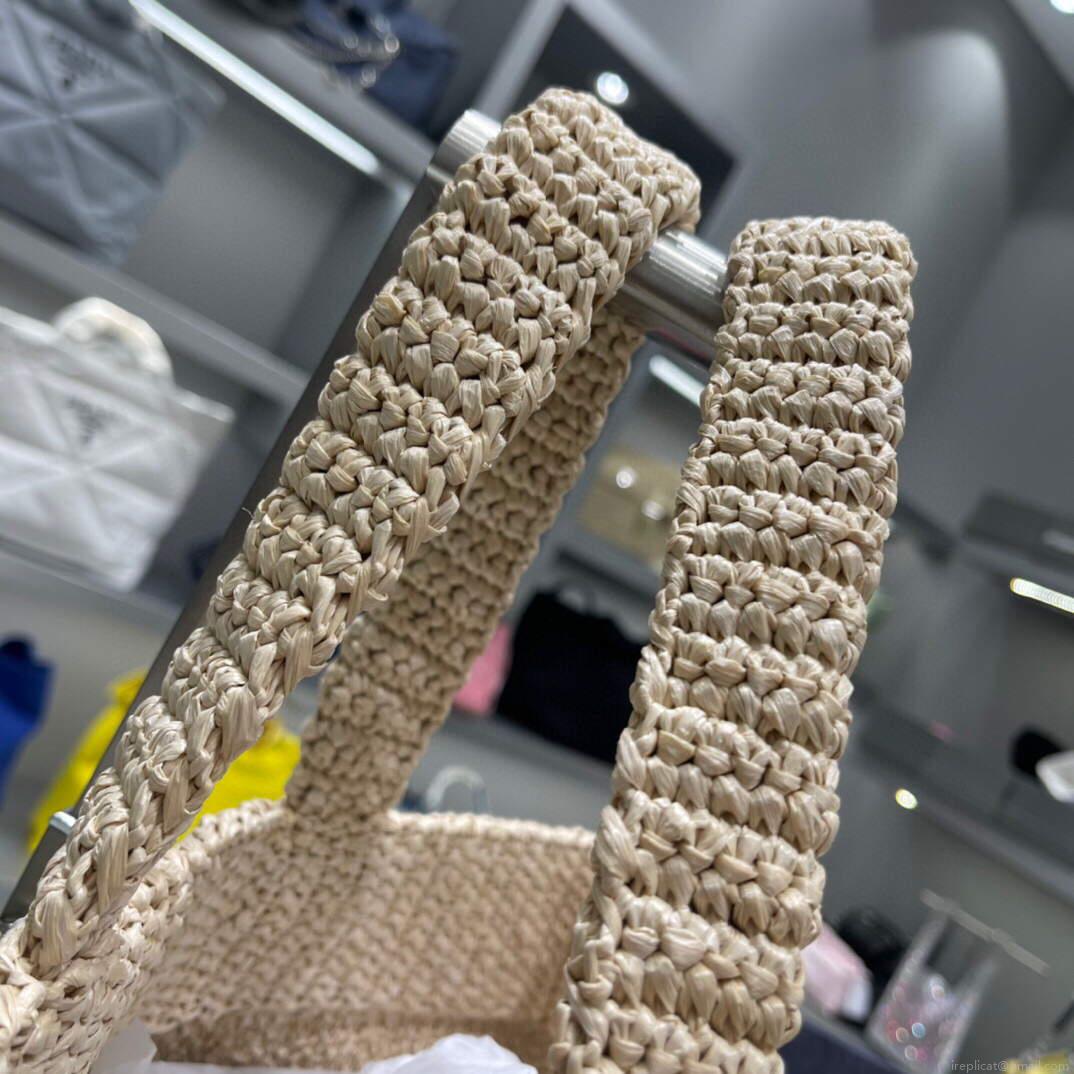 Prada Small Raffia tote bag 1BG422 Apricot