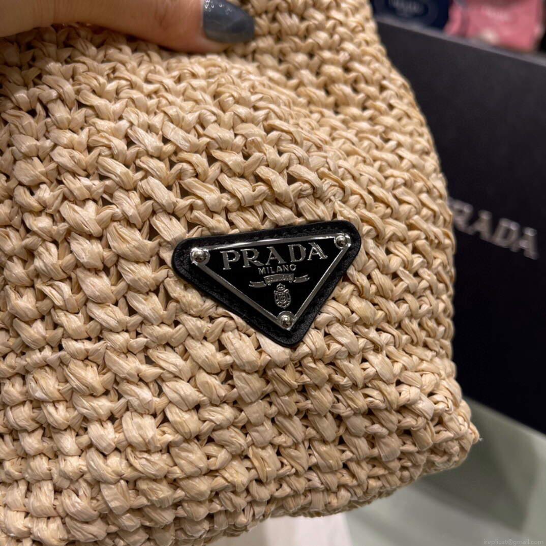 Prada Small Raffia tote bag 1BG422 Apricot
