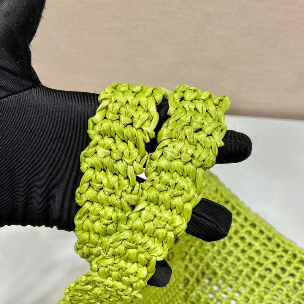 Prada 1BG393 Raffia tote bag Green