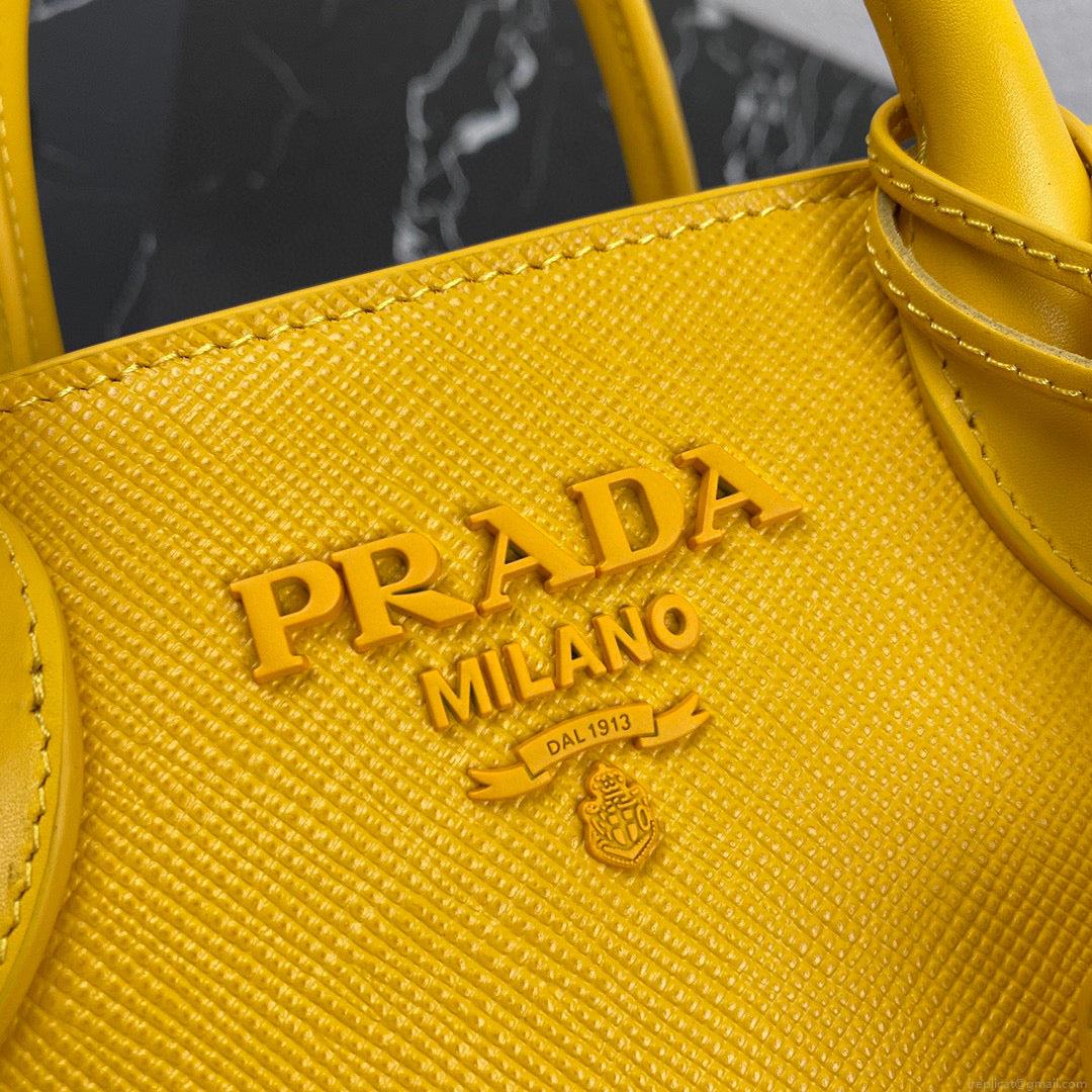 Prada 1BA269 Saffiano Leather Prada Monochrome Bag Yellow