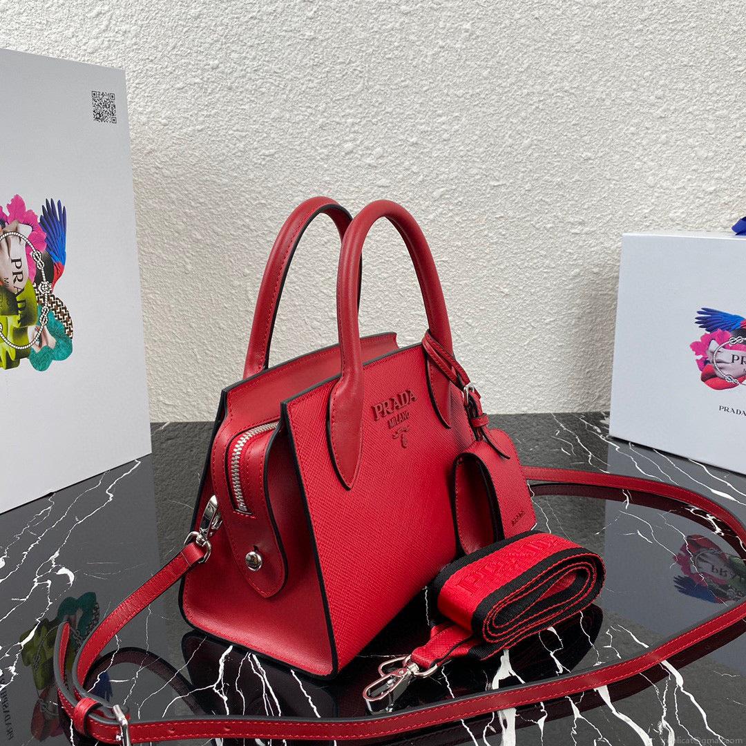 Prada 1BA269 Saffiano Leather Prada Monochrome Bag Red