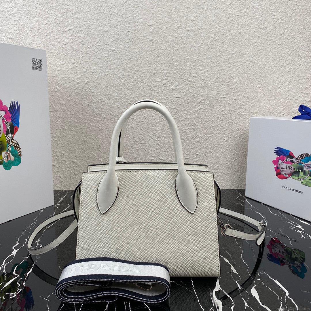 Prada 1BA269 Saffiano Leather Prada Monochrome Bag White