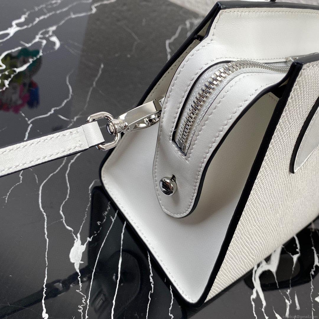 Prada 1BA269 Saffiano Leather Prada Monochrome Bag White