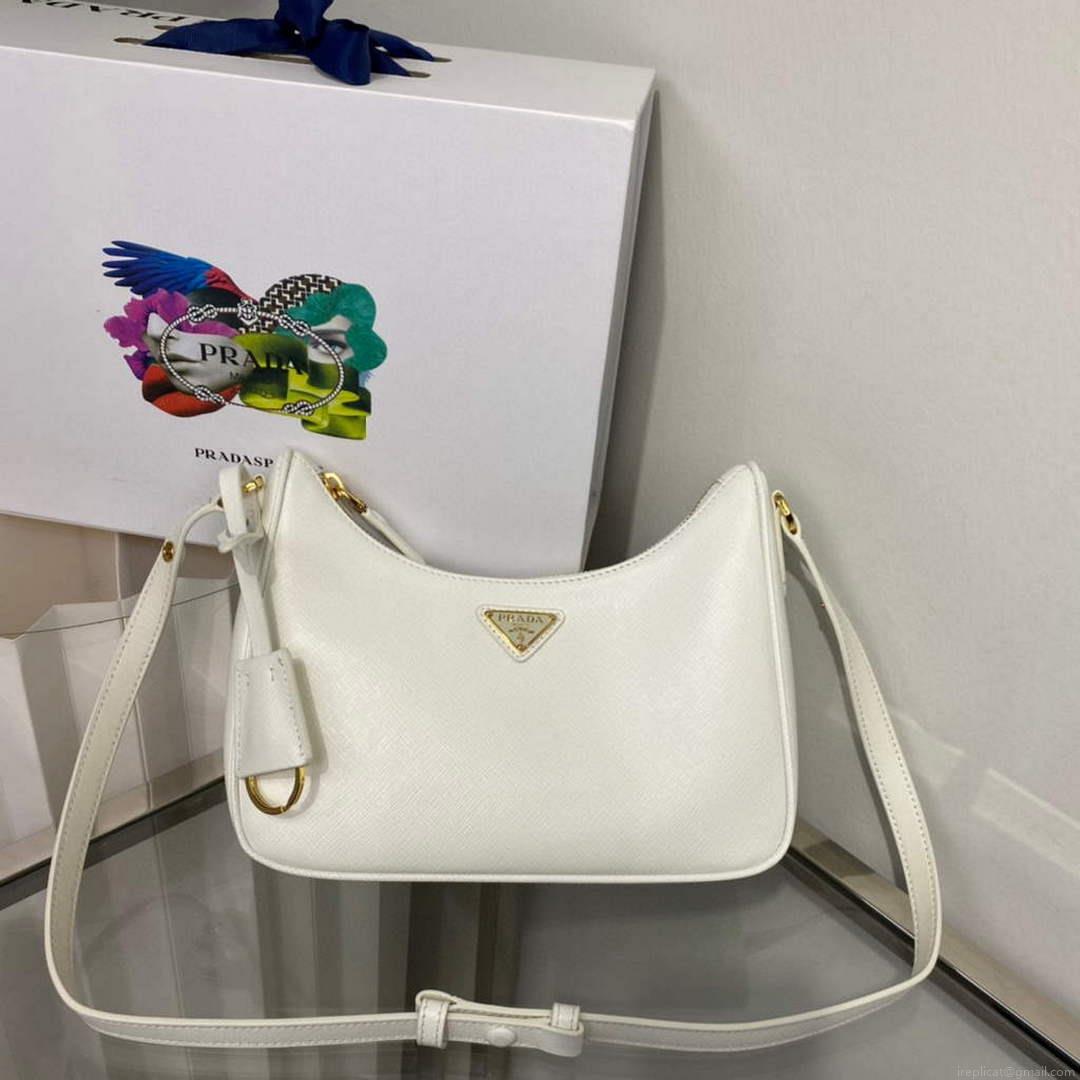 Prada 1BC204 Saffiano Leather Mini-Bag White