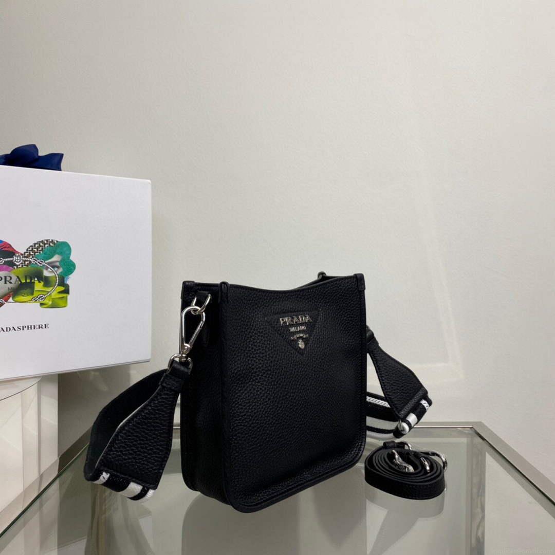 Prada 1BH191 Leather mini shoulder bag Black