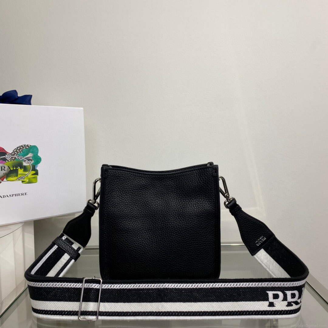 Prada 1BH191 Leather mini shoulder bag Black
