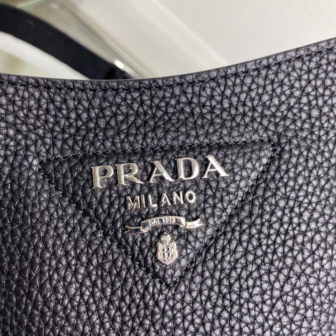 Prada 1BH191 Leather mini shoulder bag Black