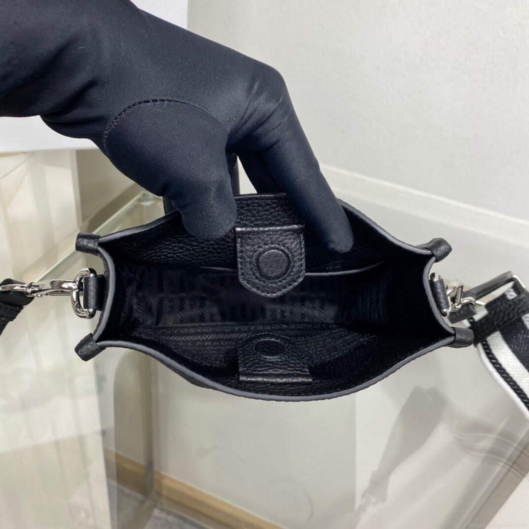 Prada 1BH191 Leather mini shoulder bag Black