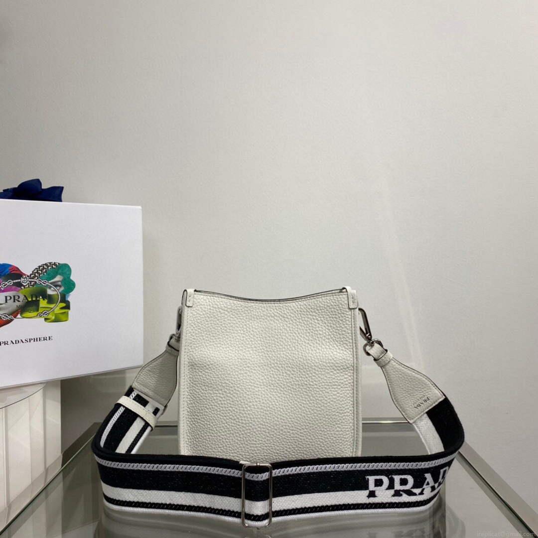 Prada 1BH191 Leather mini shoulder bag White