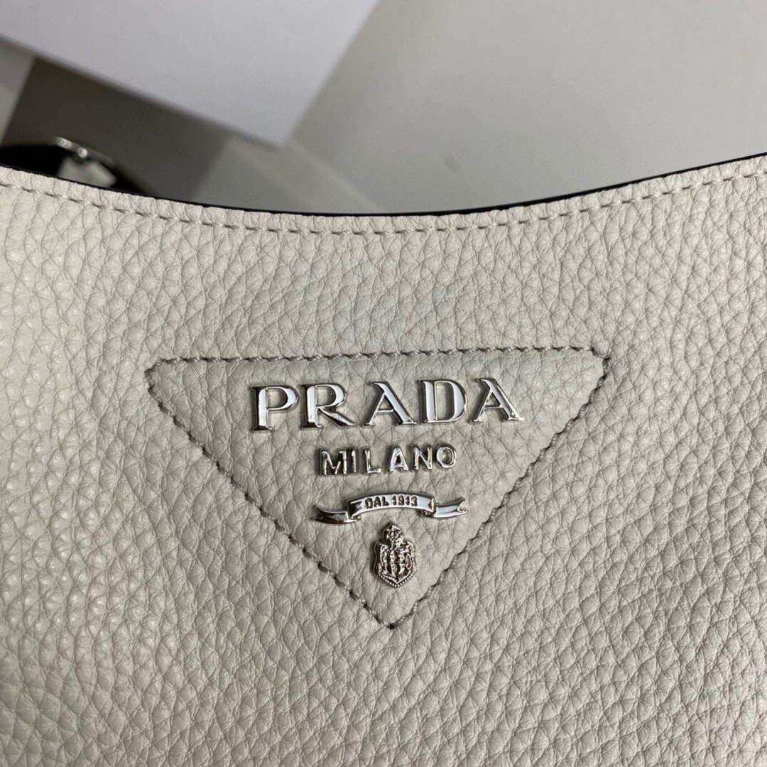 Prada 1BH191 Leather mini shoulder bag White