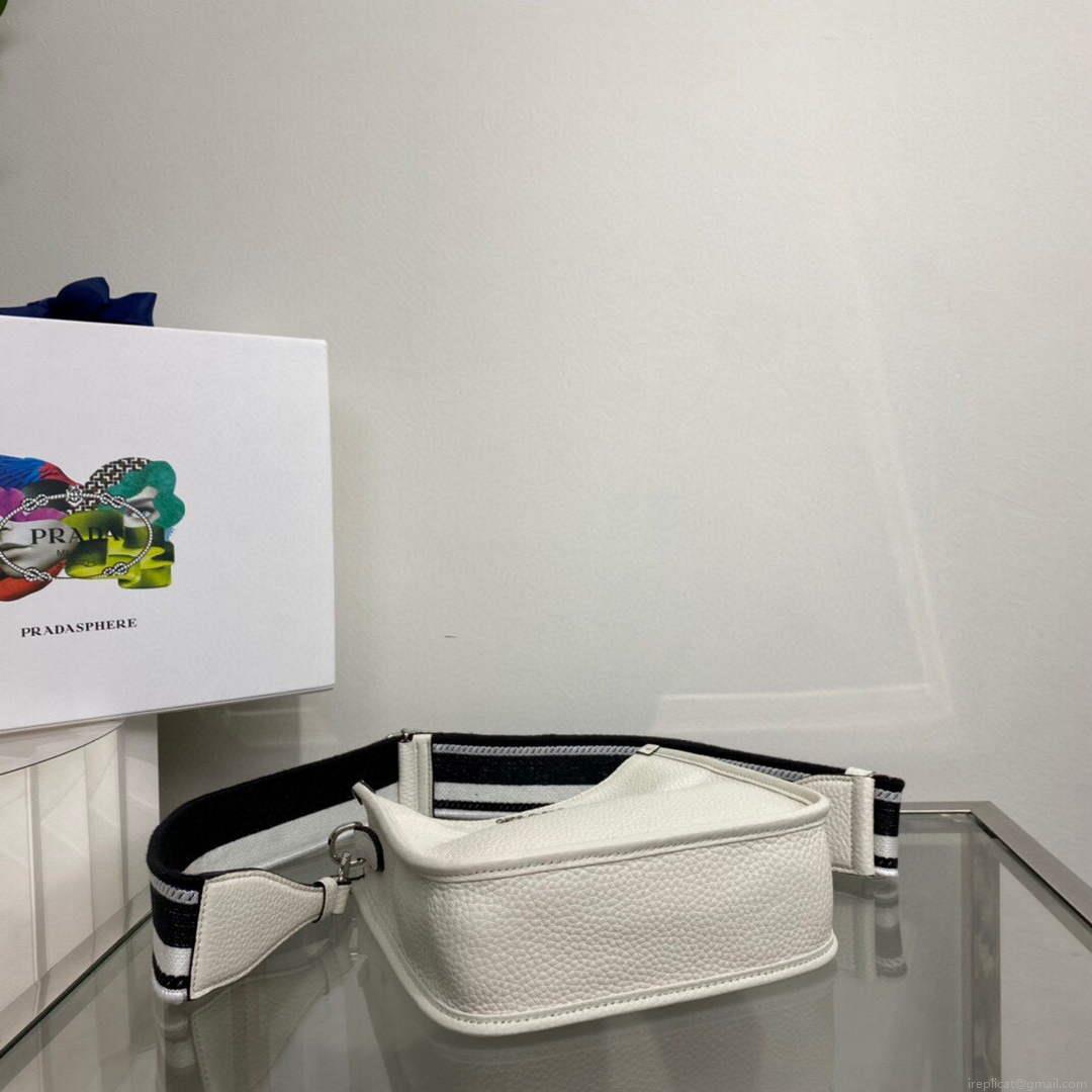 Prada 1BH191 Leather mini shoulder bag White