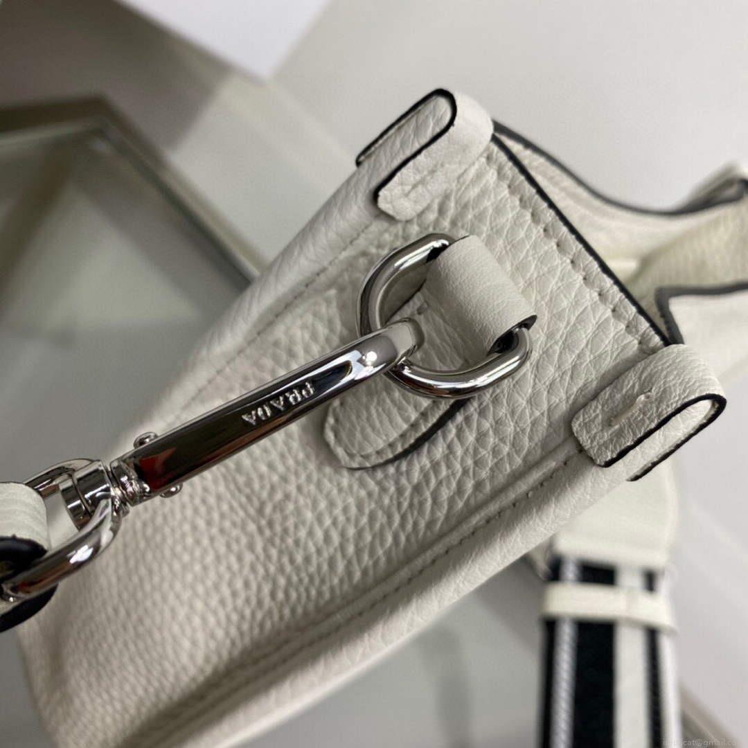 Prada 1BH191 Leather mini shoulder bag White