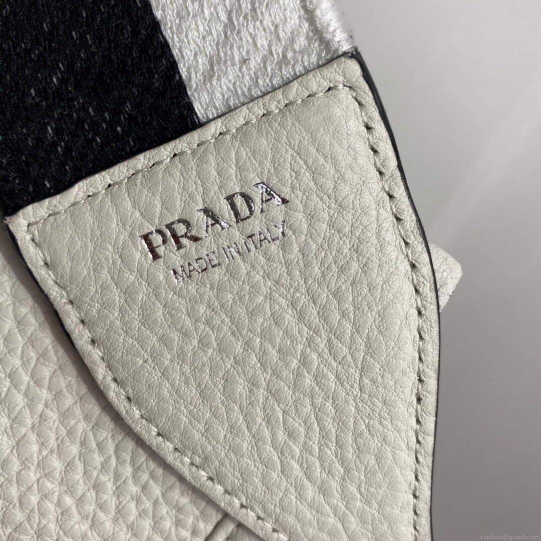 Prada 1BH191 Leather mini shoulder bag White
