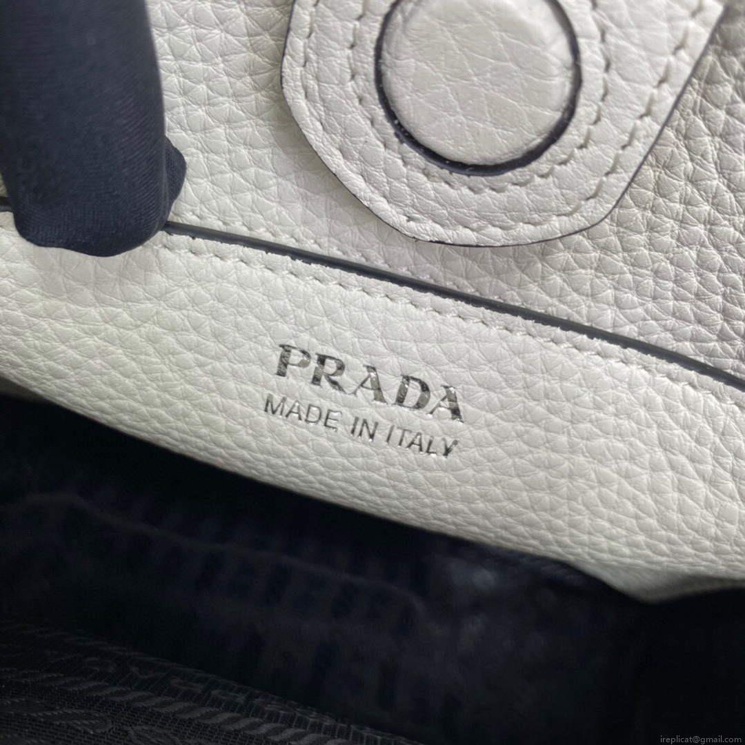 Prada 1BH191 Leather mini shoulder bag White