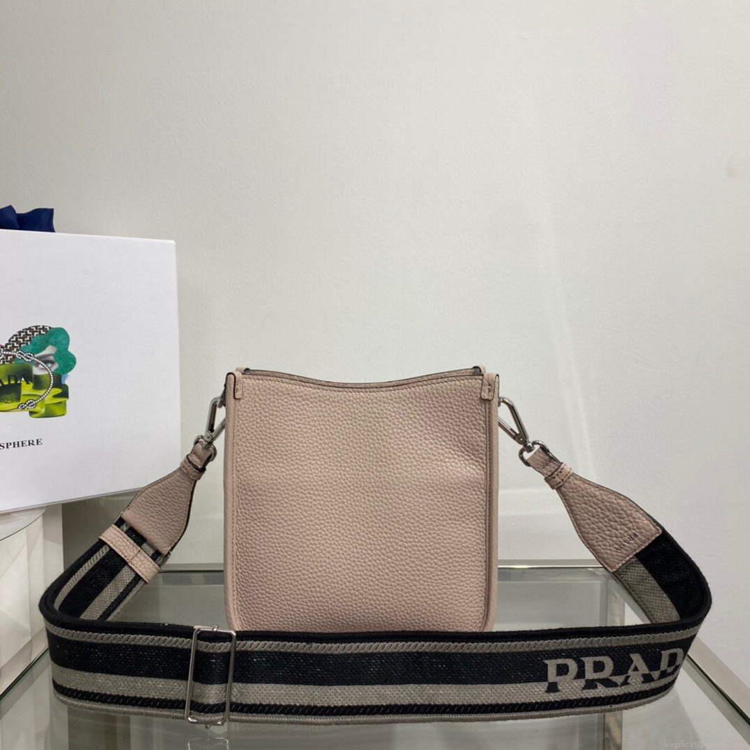 Prada 1BH191 Leather mini shoulder bag Light Gray