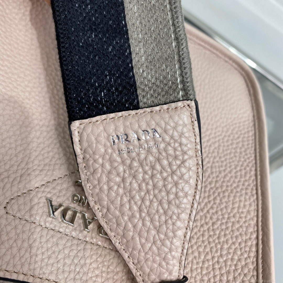 Prada 1BH191 Leather mini shoulder bag Light Gray