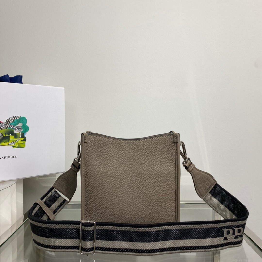 Prada 1BH191 Leather mini shoulder bag Gray