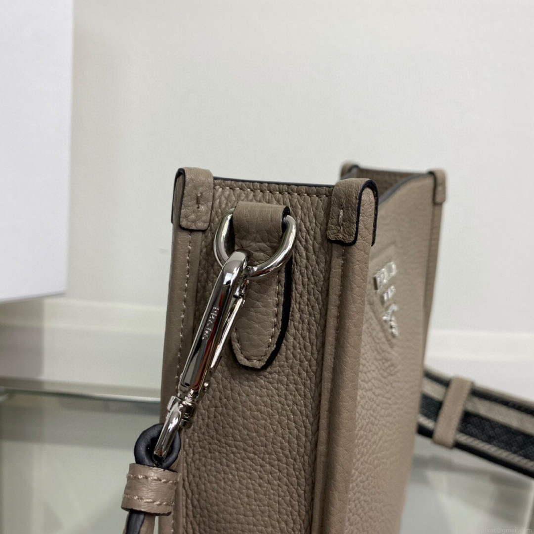 Prada 1BH191 Leather mini shoulder bag Gray