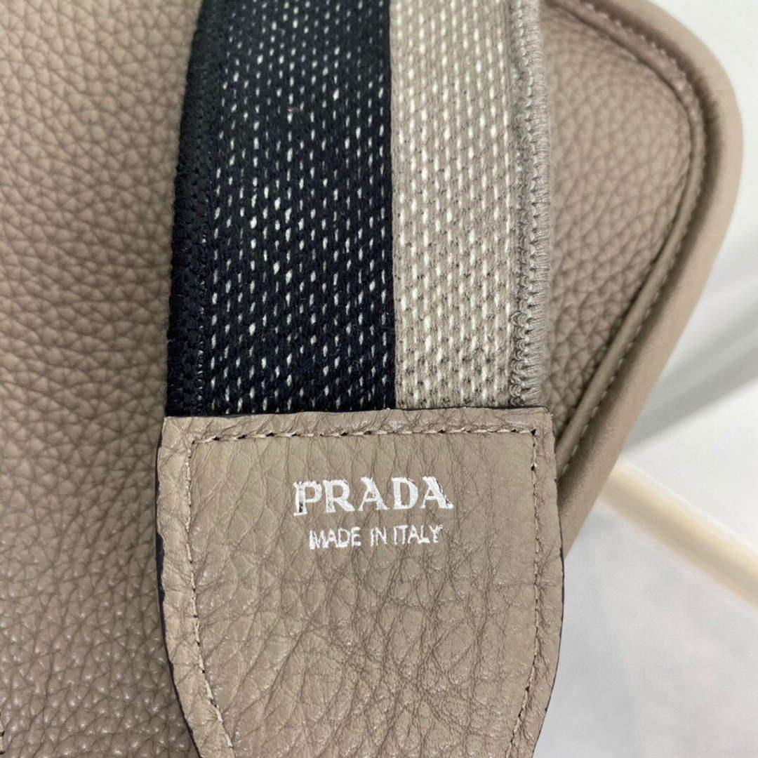 Prada 1BH191 Leather mini shoulder bag Gray