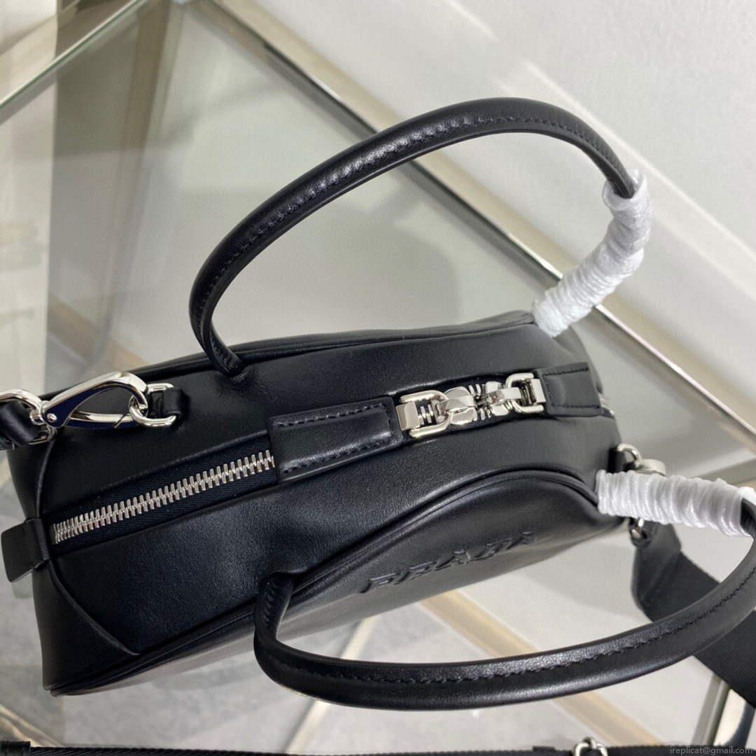 Prada 1BB082 Leather Prada Triangle bag Black