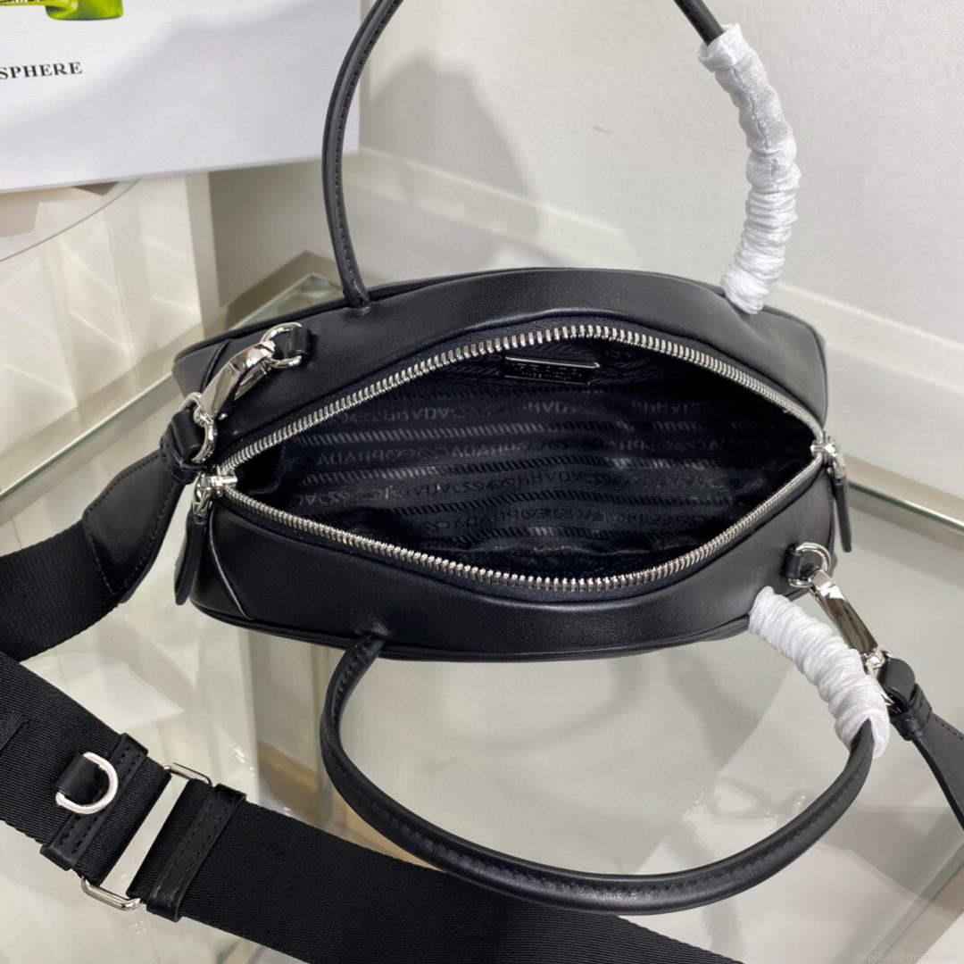 Prada 1BB082 Leather Prada Triangle bag Black