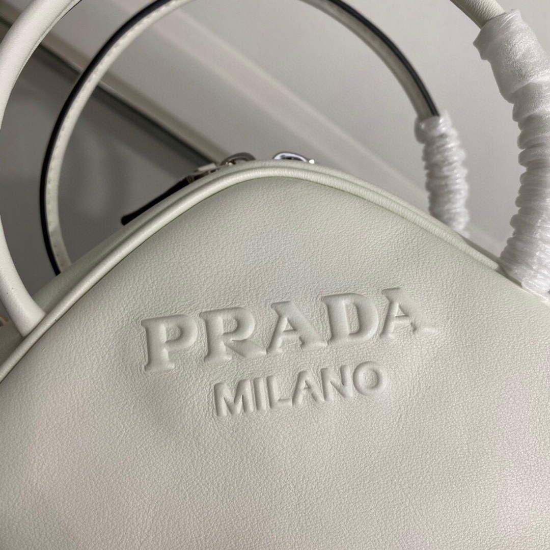 Prada 1BB082 Leather Prada Triangle bag White