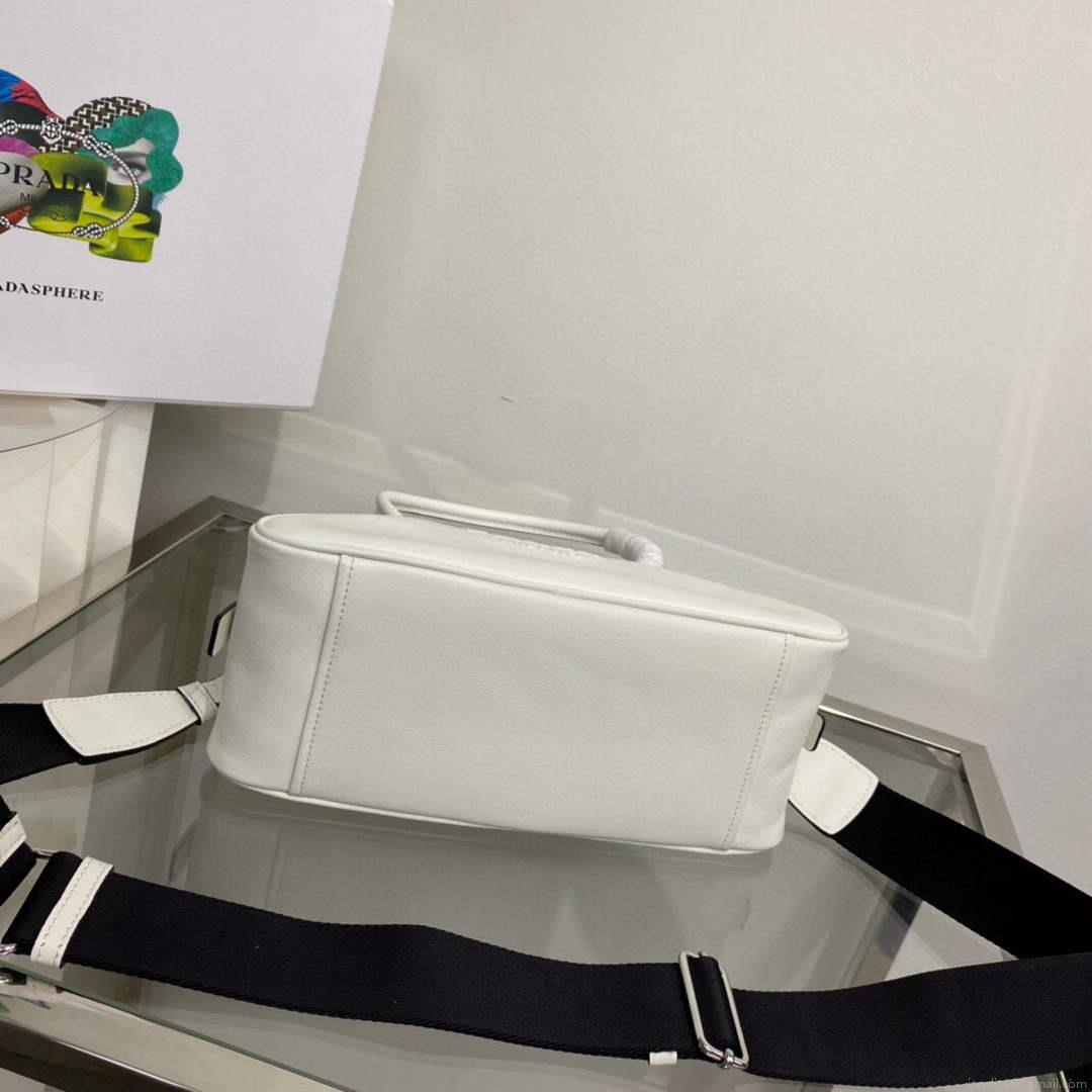 Prada 1BB082 Leather Prada Triangle bag White