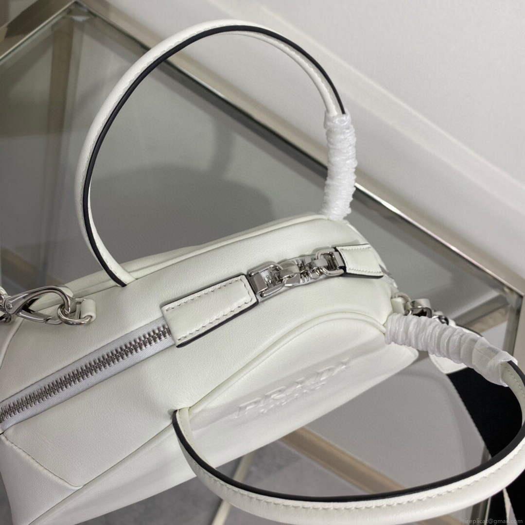 Prada 1BB082 Leather Prada Triangle bag White