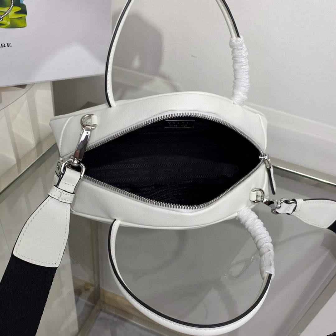 Prada 1BB082 Leather Prada Triangle bag White