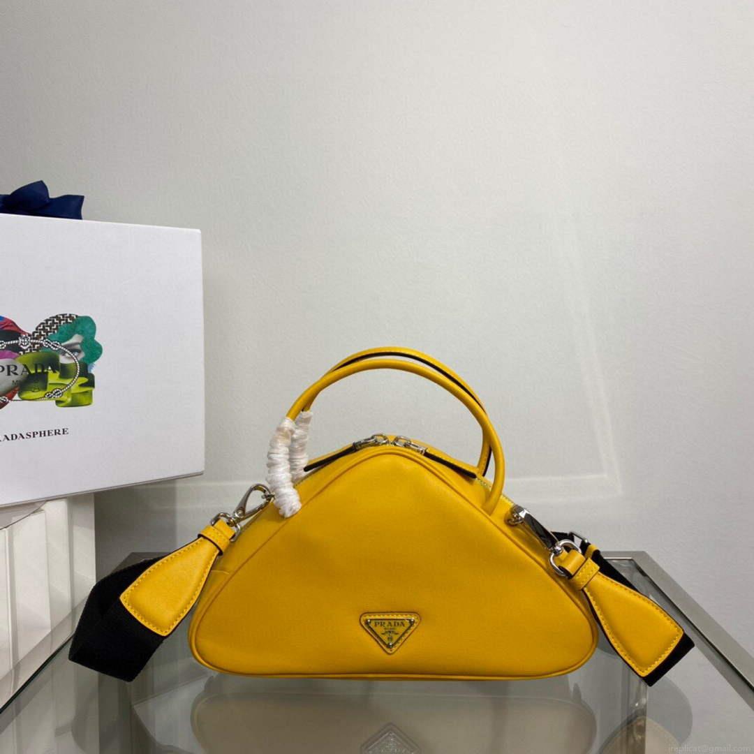 Prada 1BB082 Leather Prada Triangle bag Yellow