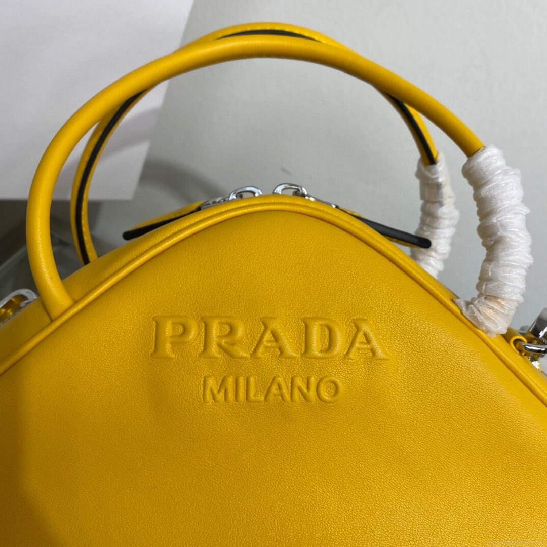 Prada 1BB082 Leather Prada Triangle bag Yellow