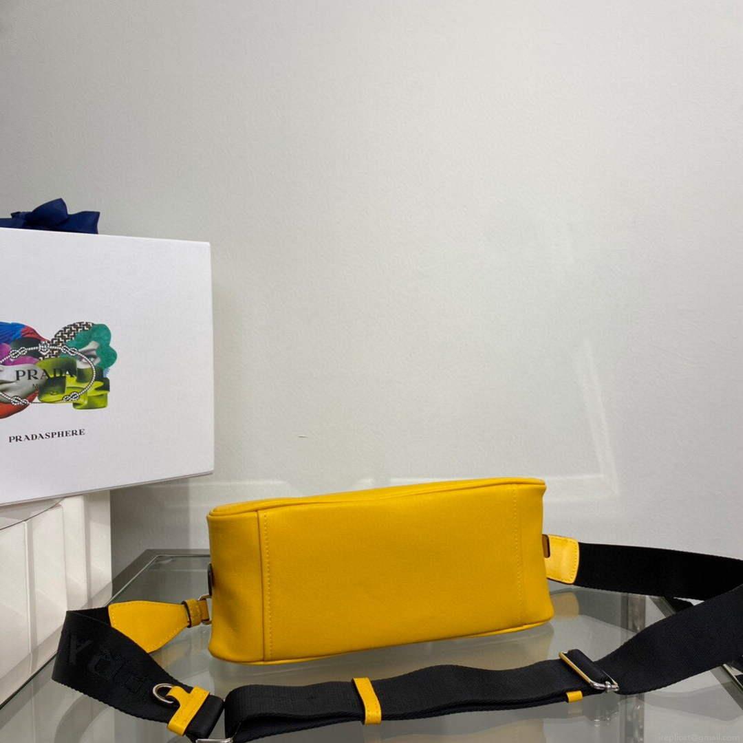 Prada 1BB082 Leather Prada Triangle bag Yellow