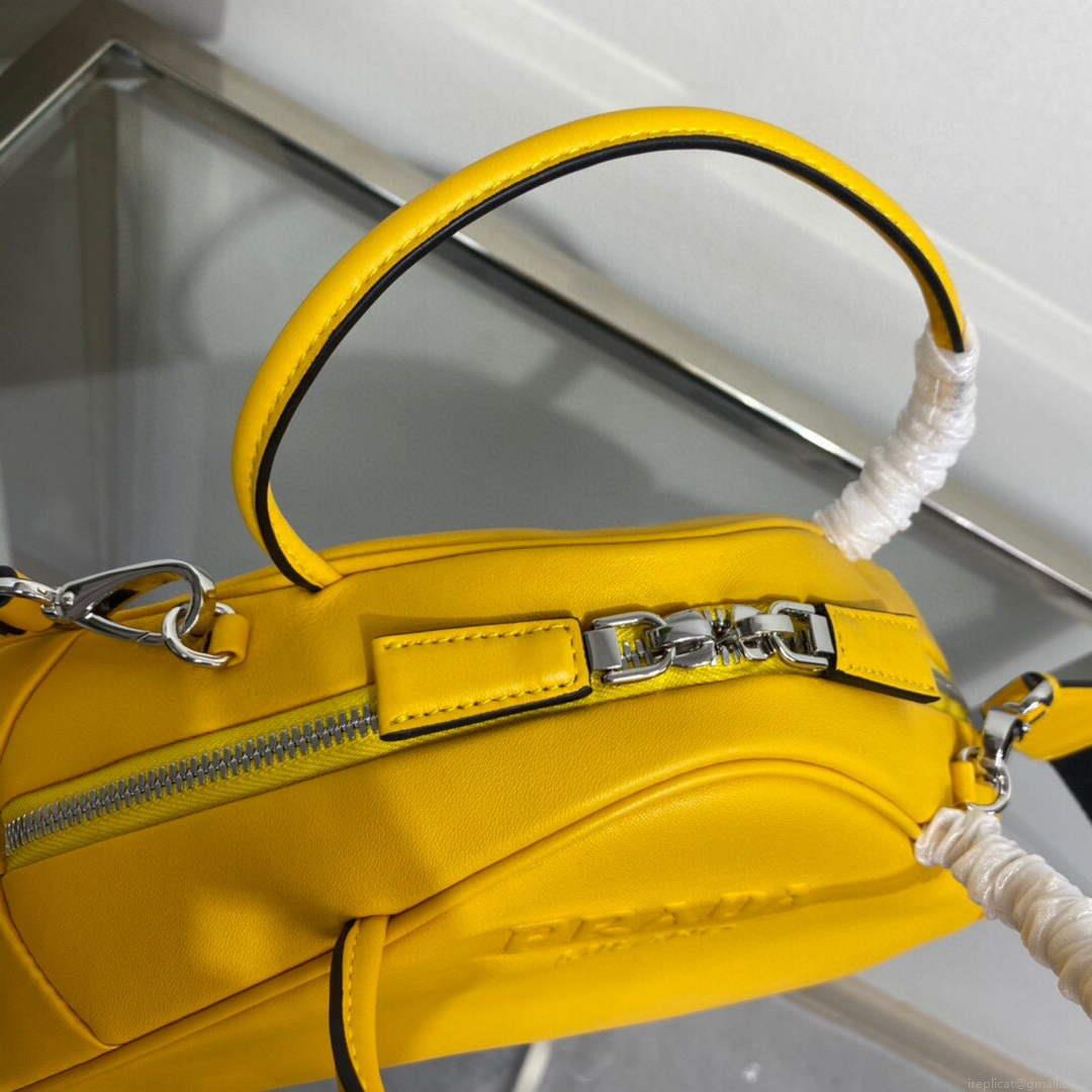 Prada 1BB082 Leather Prada Triangle bag Yellow