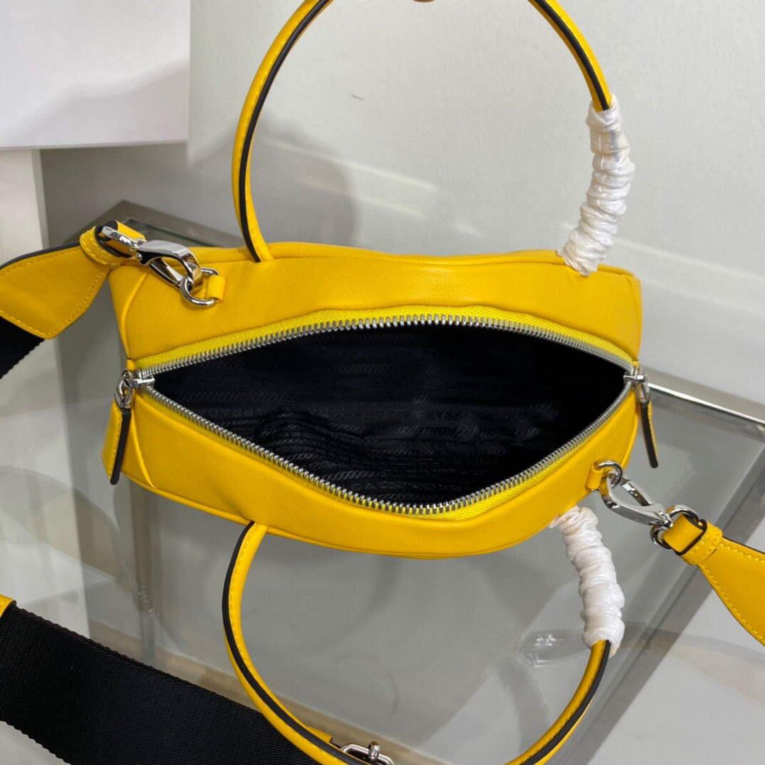 Prada 1BB082 Leather Prada Triangle bag Yellow